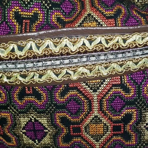 SHARIF 💜 WOW Melange Needlepoint Hobo Boho Bag (Brown) purse💜 - Picture 7 of 16